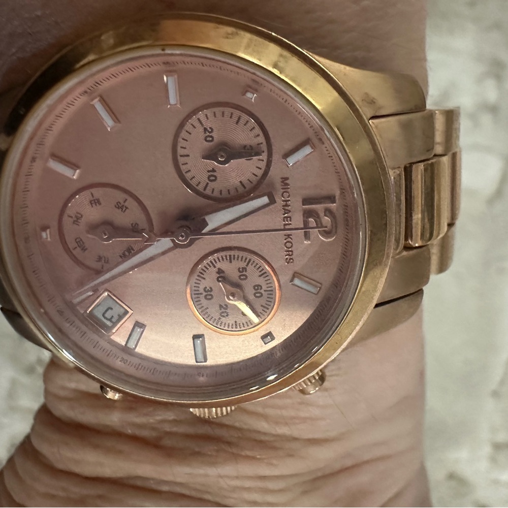 Michael Kors Metallic Rose Chronograph Watch - Picture 4 of 4